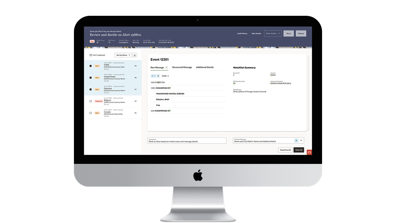 Financial Crimes & Compliance Management Transaction Filtering