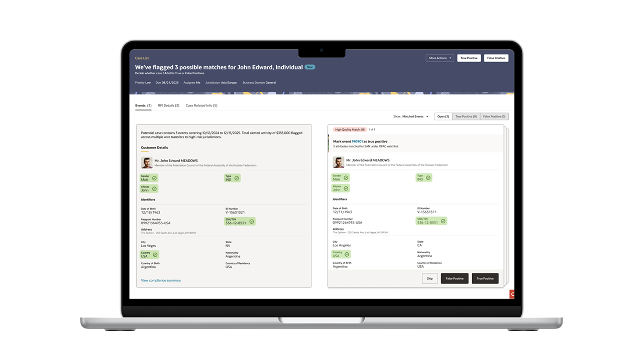 iHub Audit UI showing flagged matches on a desktop monitor
