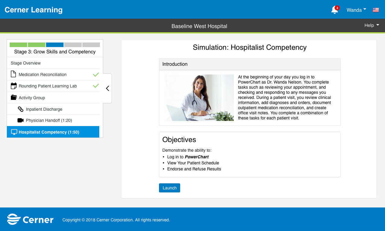 A role-based simulation in progress, rehearsing a real clinical workflow inside a safe copy of the live system.
