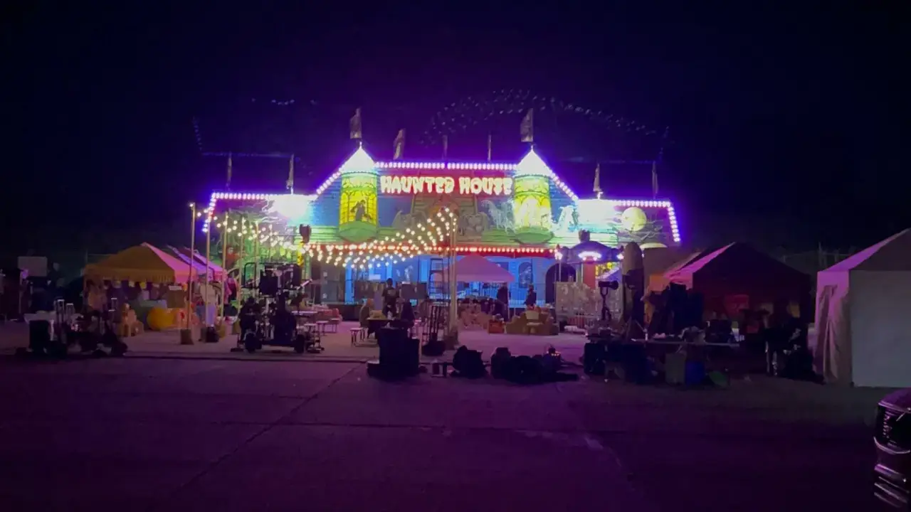 Illuminated festival set for the movie Don't Move at night